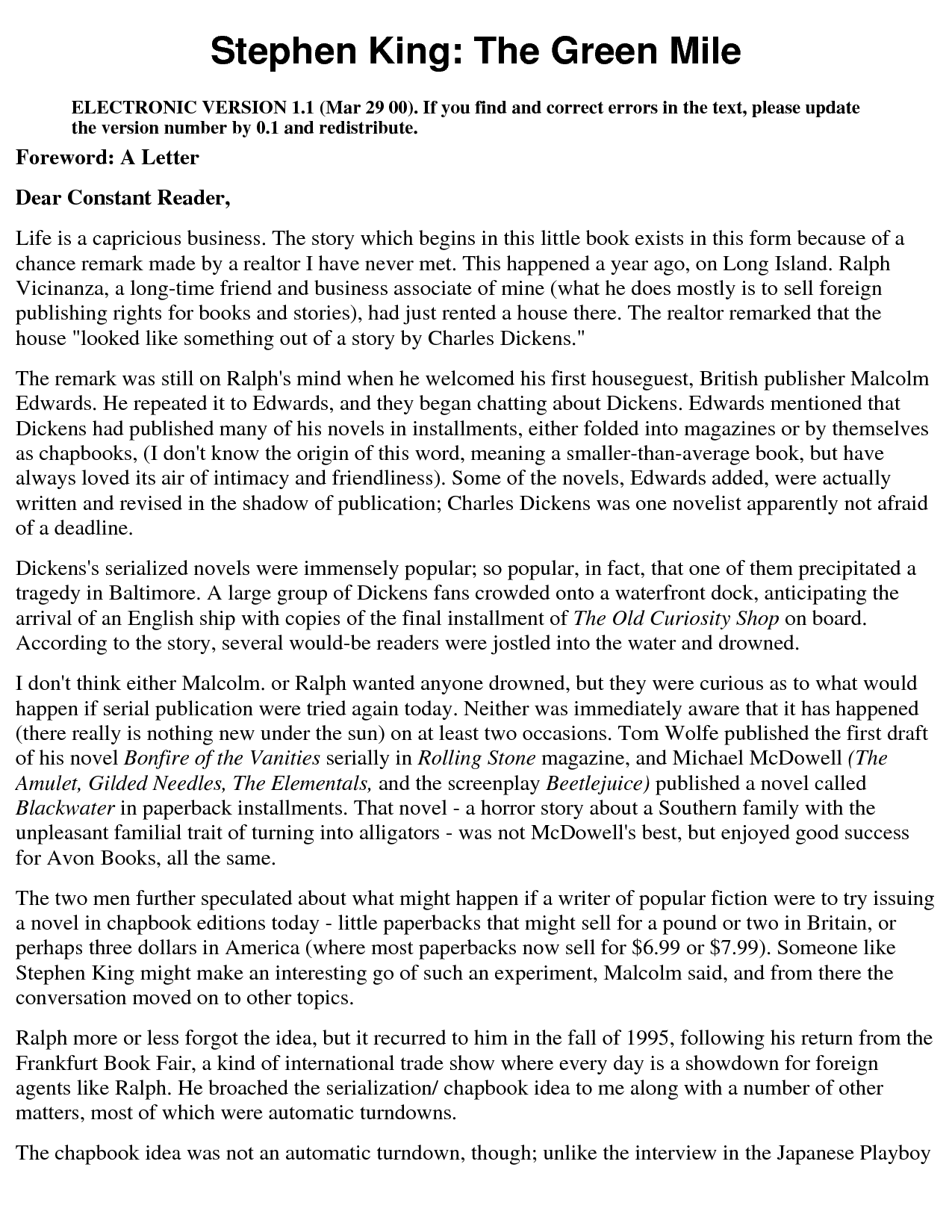 the green mile book essay Green mile essay - change the way you do your task with our appreciated service receive the necessary paper here and put aside your worries professionally crafted and. the green mile book essay Green mile essay - change the way you do your task with our appreciated service receive the necessary paper here and put aside your worries professionally crafted and.