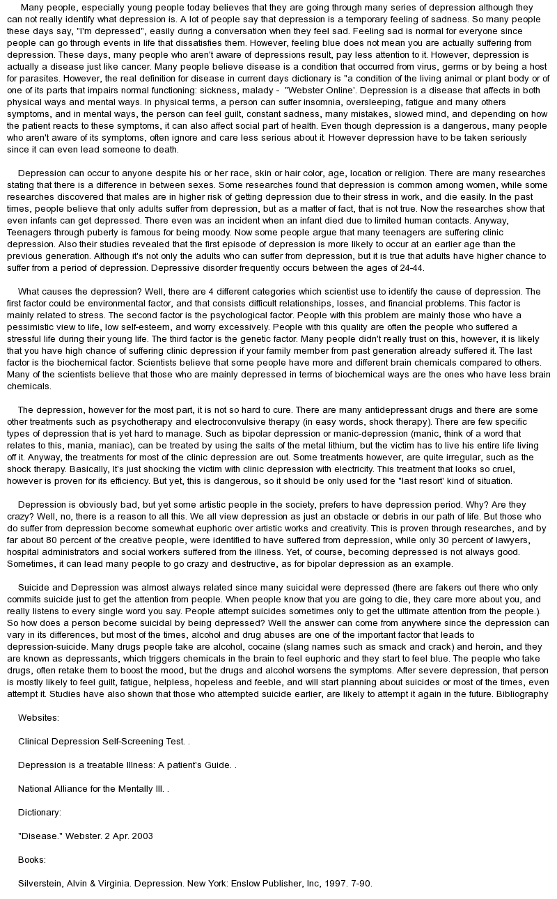 Paper on depression