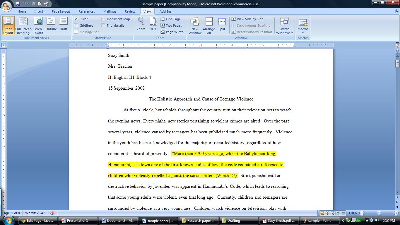 Documenting sources within research paper