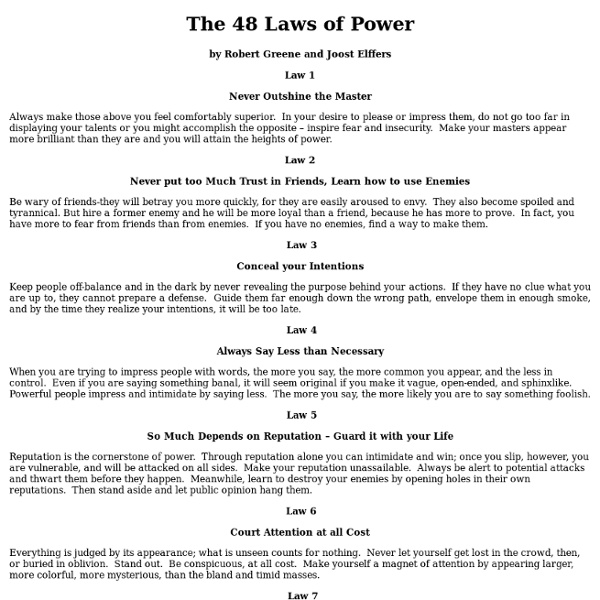 The 48 Laws of Power by Robert Greene BOOK SUMMARY PDF