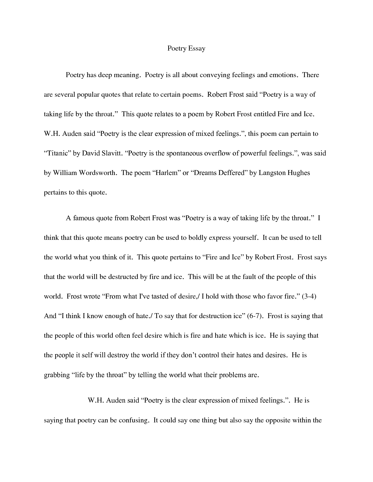 English poetry analysis essay