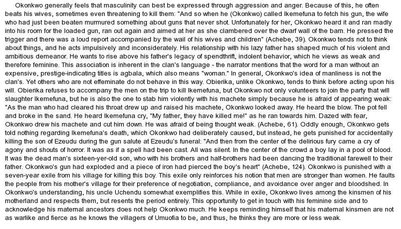 Things fall apart essay okonkwo