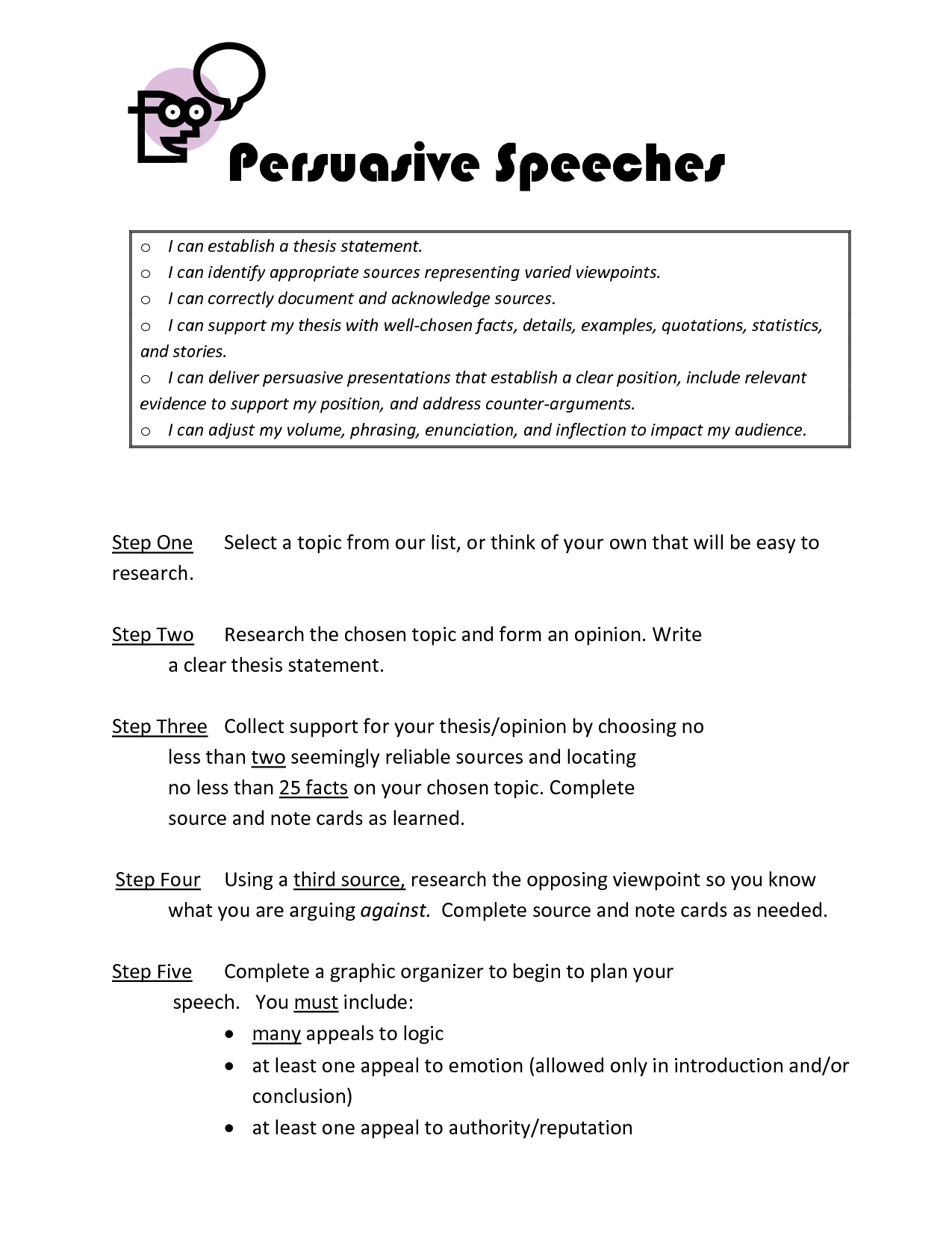Persuasive outline format