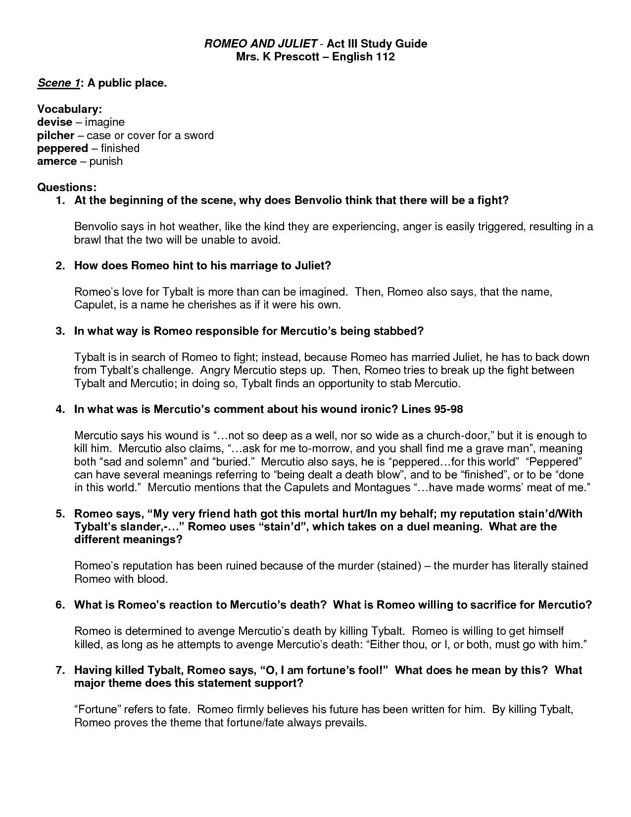 Mercutio s death essays