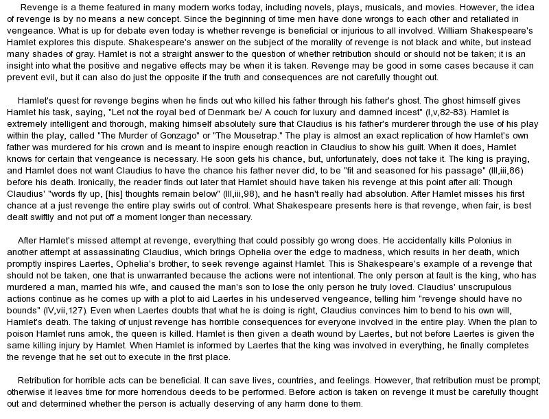 Revenge essay ideas