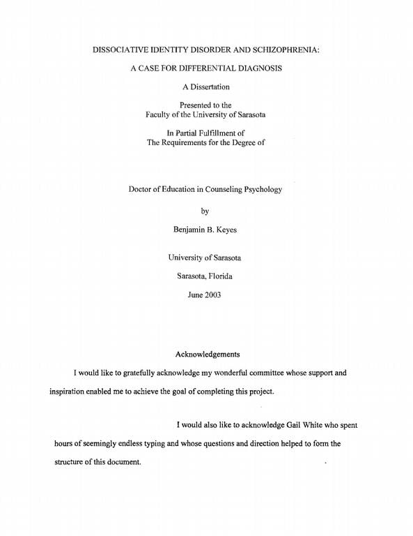 Dissertation acknowledgements example