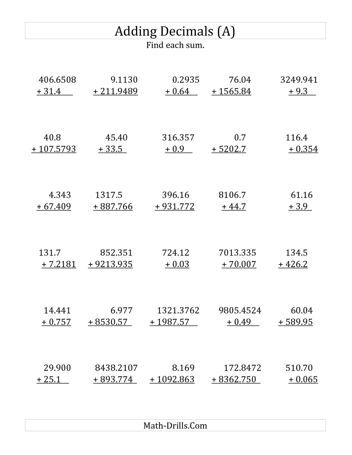 worksheet Adding And Subtracting Whole Numbers Worksheets subtracting whole numbers worksheet laptuoso adding and decimals laptuoso