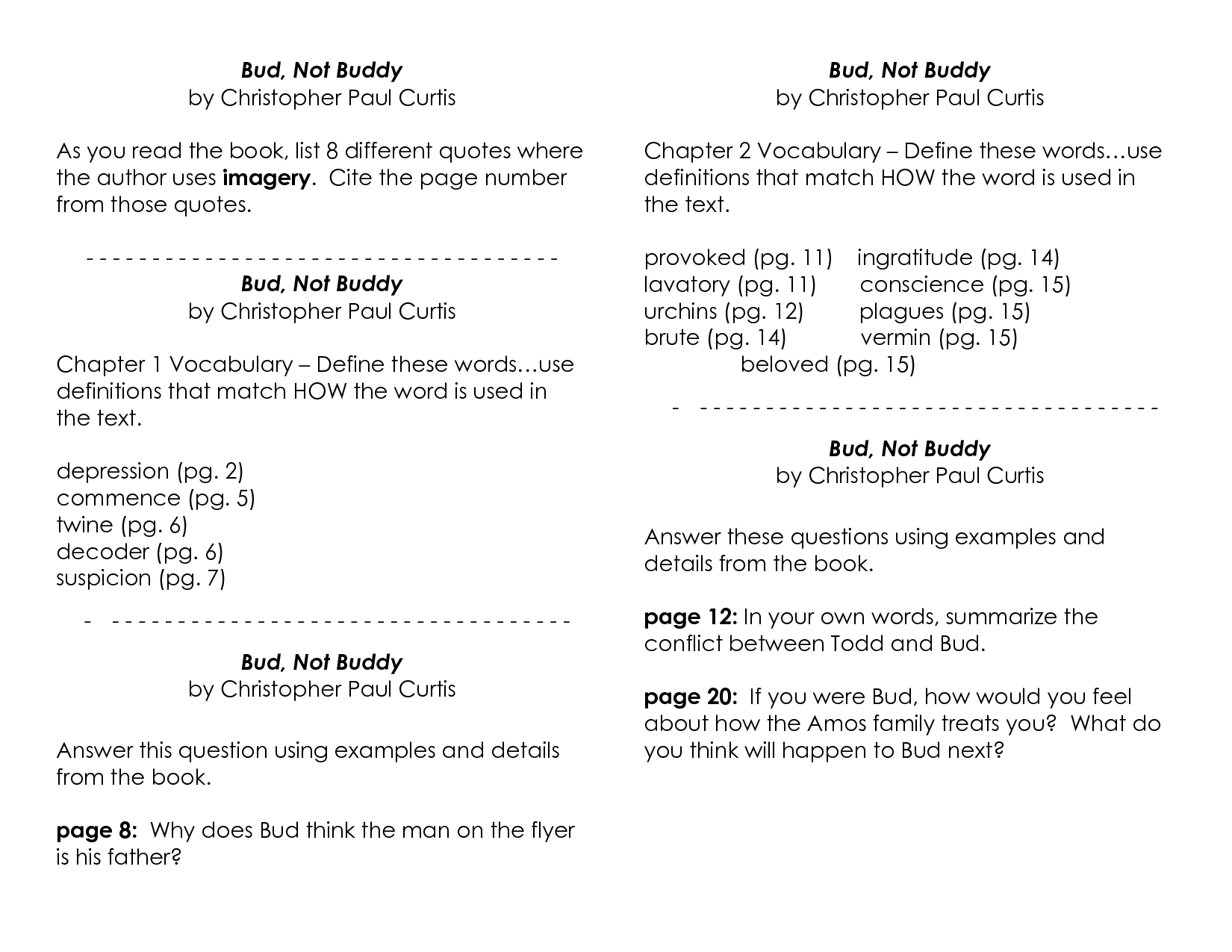 Bud not buddy essay