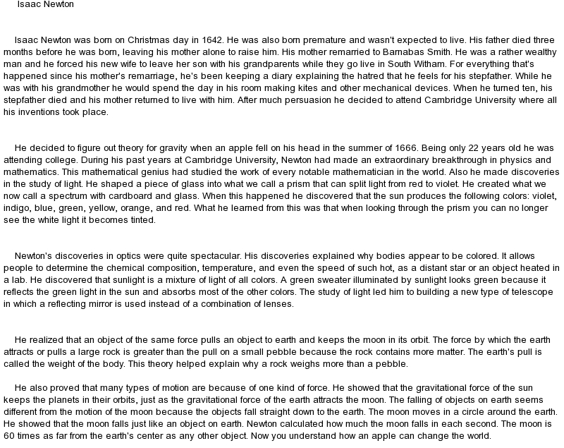Essay on isaac newton