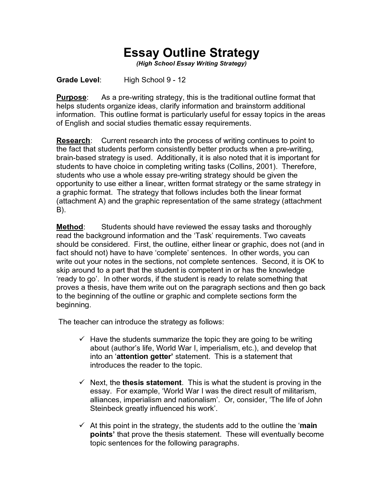 What is proper outline format for a research paper