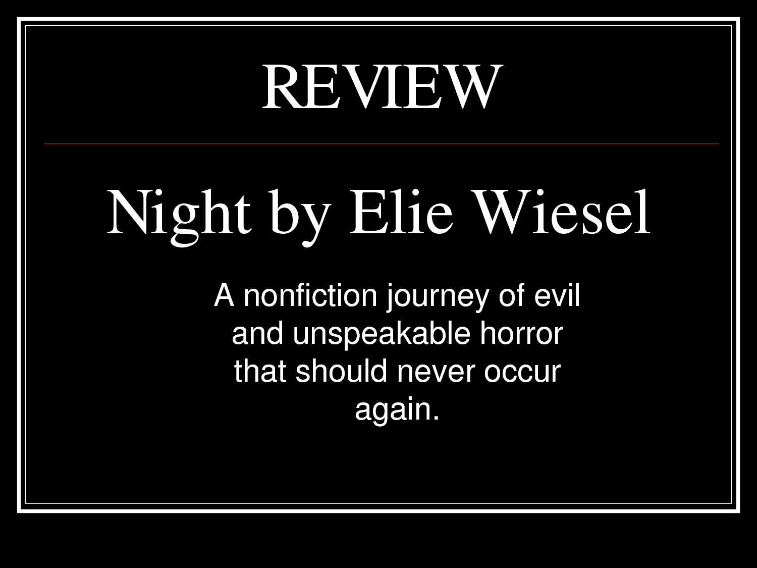 Elie wiesel night book report