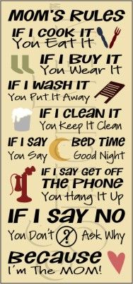 rules mom moms quotes funny sayings sign need stencil children wall mother hanging inspirational rule cooking typography 2515 quote happy