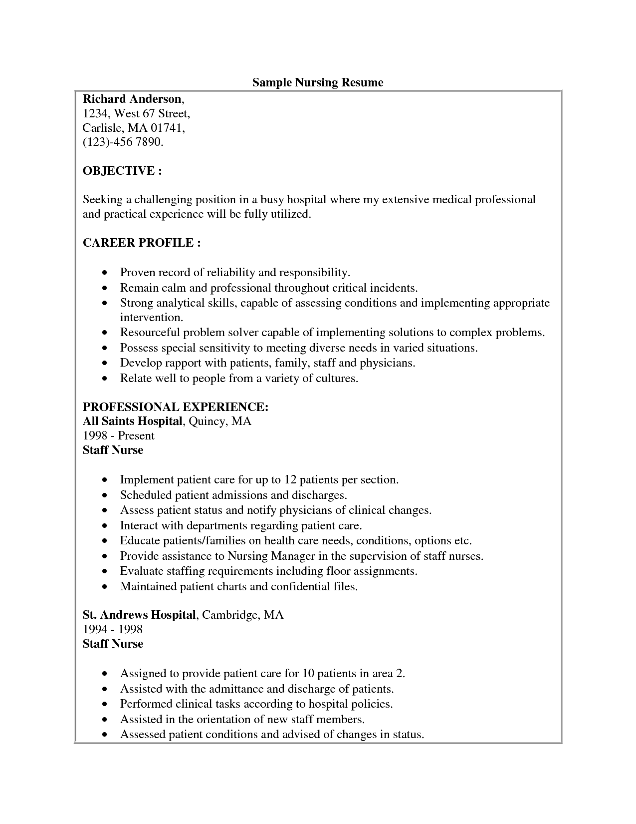 Student nurse resume skills