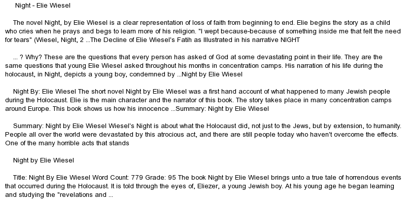 Night by elie wiesel essay