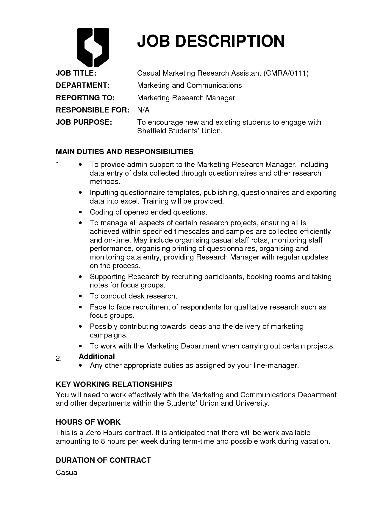 marketing assistant job description