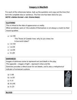 Printables Imagery Worksheets imagery worksheets vintagegrn blood in macbeth quotes quotesgram
