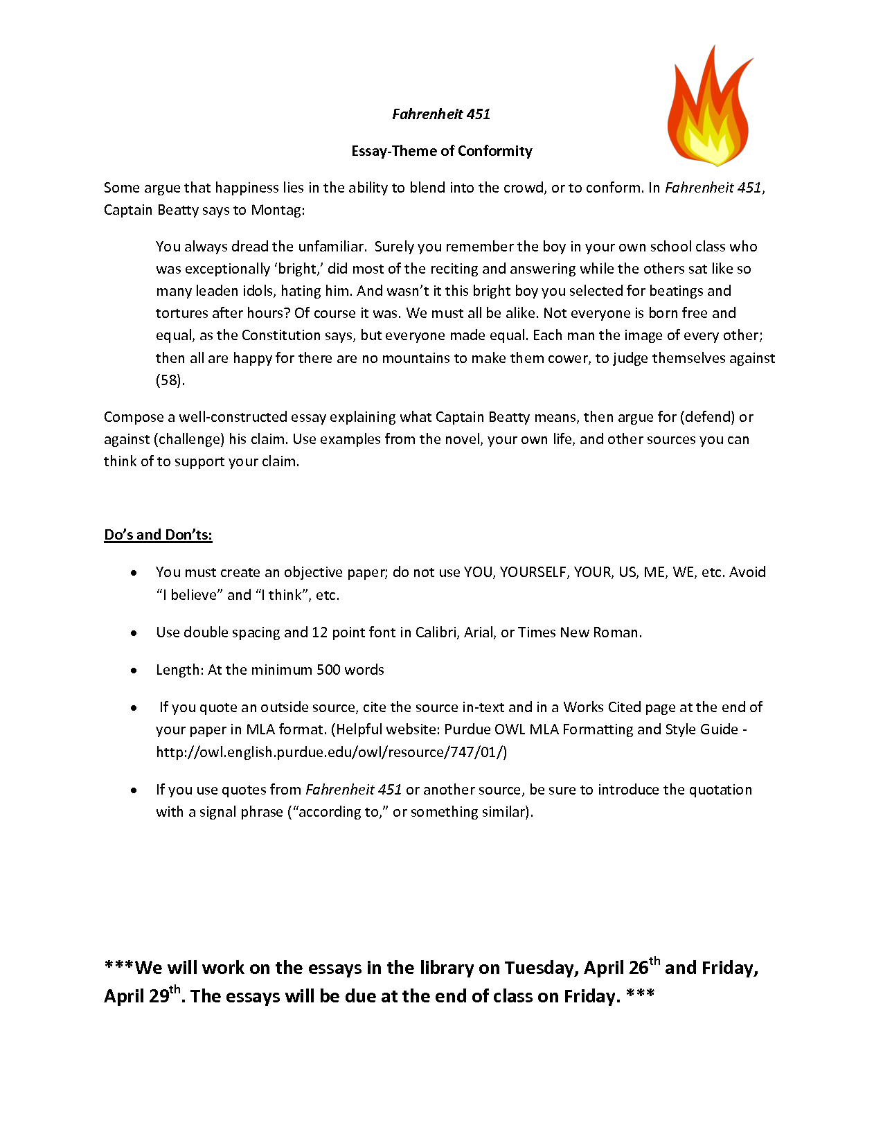 Fahrenheit 451 technology essay