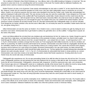 Scarlet Letter Essay Effects Of Sin