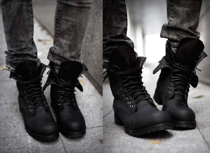 black fold over combat boots