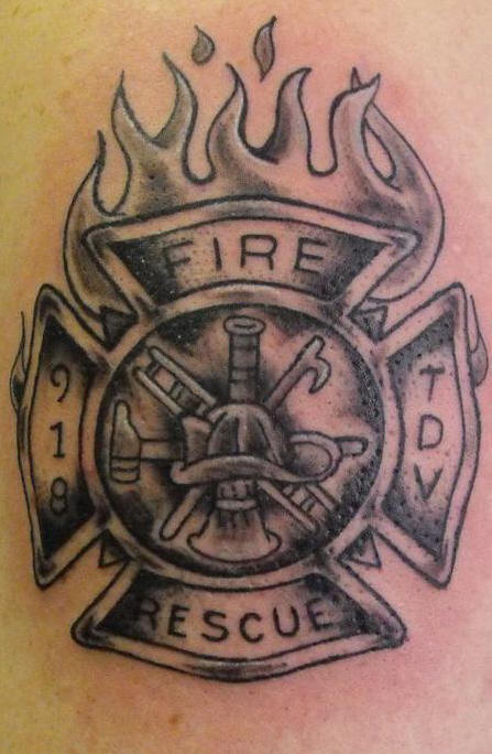 Custom Firefighter Tattoo w/Flames by Enoki Soju by enokisoju on DeviantArt