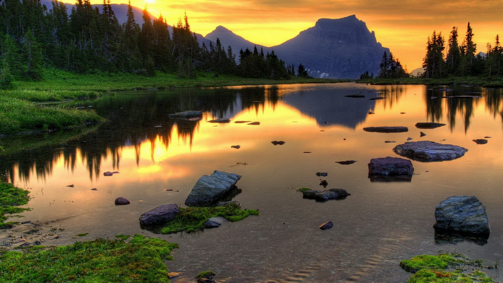 Sunset Pictures Of Mountains And Lakes
