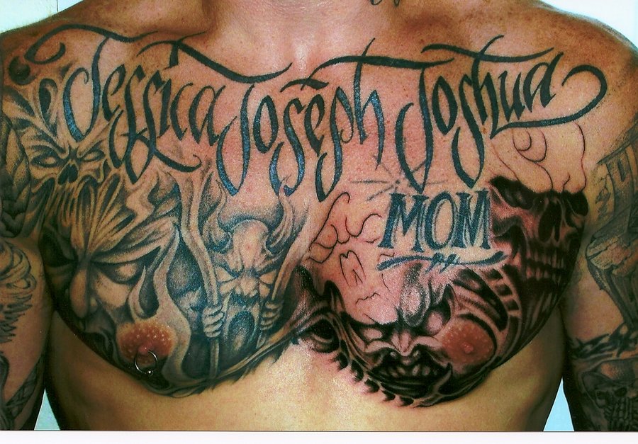 50 Chest Tattoos for Men and Women Words Names  Quotes  100 Tattoos