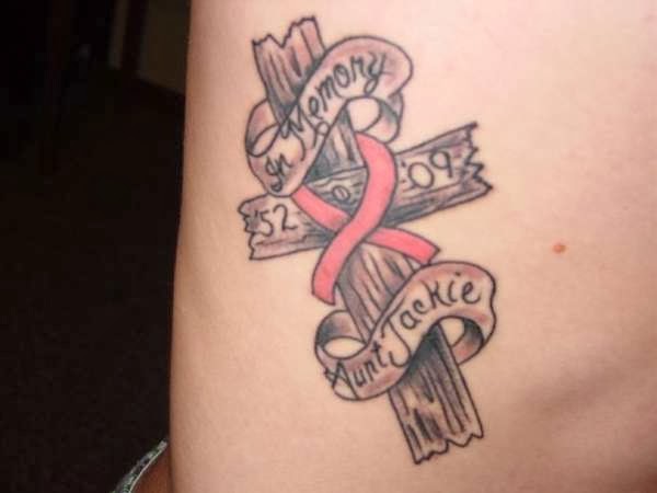 Cross And Ribbon Tattoo