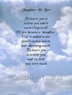 Happy Birthday Daughter In Law Poems Daughter In Law Quotes And Poems. Quotesgram