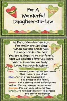 to my daughter in law on mother's day