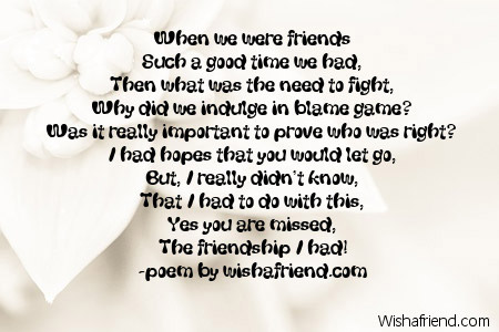 sad friendship poems best friends