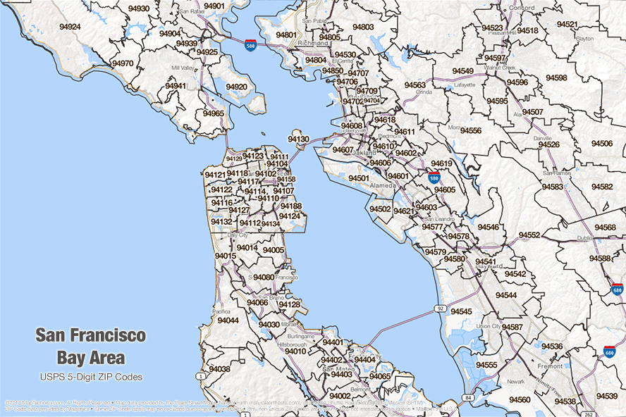 Zip Code Map San Francisco Bay Area World Map