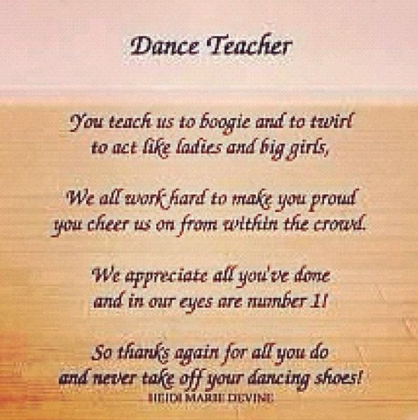 Dance Teacher Thank You Quotes QuotesGram