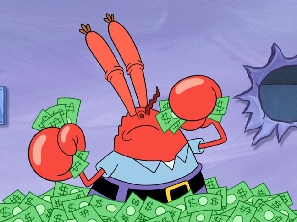 mr krabs money shower