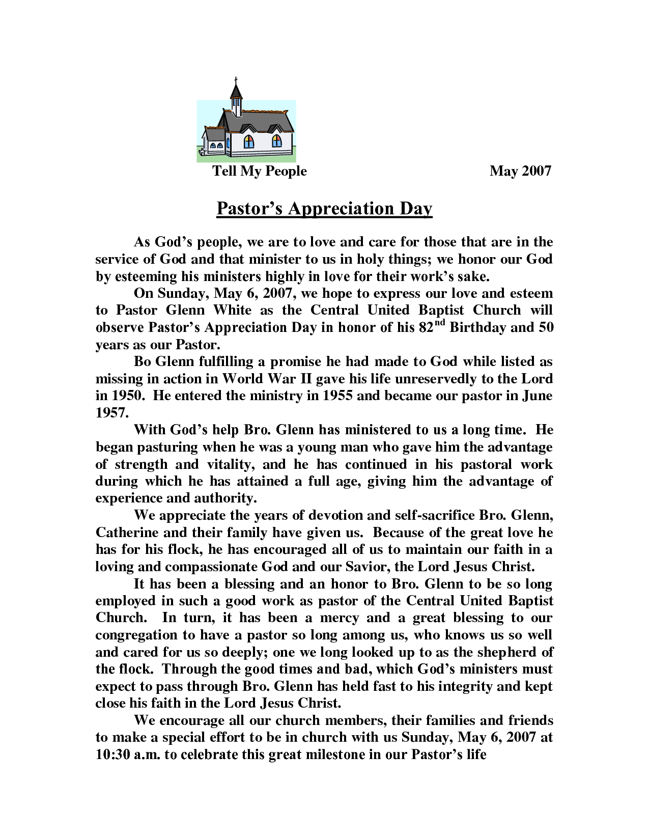 pastor anniversary message