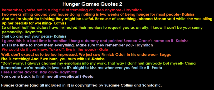 Famous Hunger Games Quotes Famous Quotes From The Hunger Games. Quotesgram