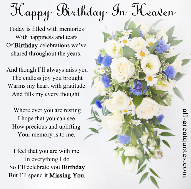 Birthday In Heaven Poems Quotes Quotesgram