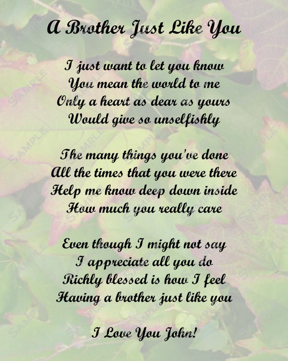 Happy Birthday Brother Poems From Sister Brother Quotes And Poems. Quotesgram