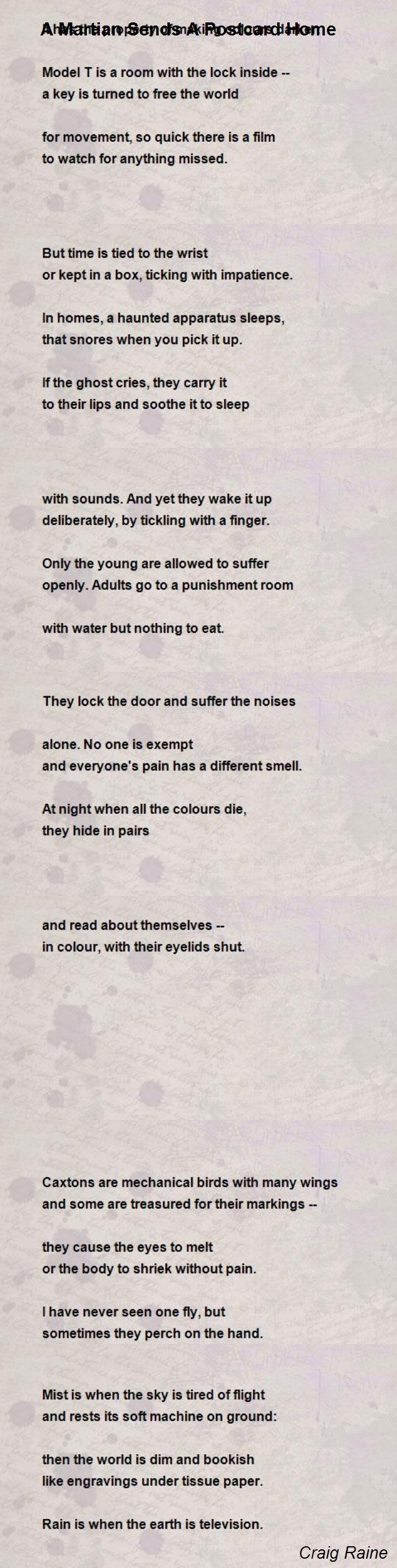 🌱 A martian sends a postcard home meaning. A Martian Sends a Postcard