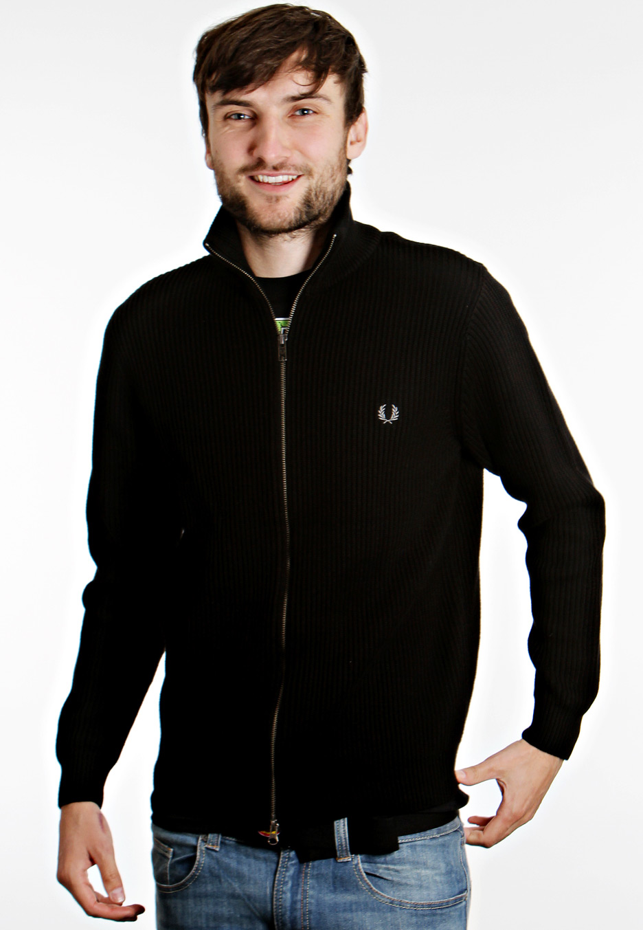 fred perry zip up cardigan