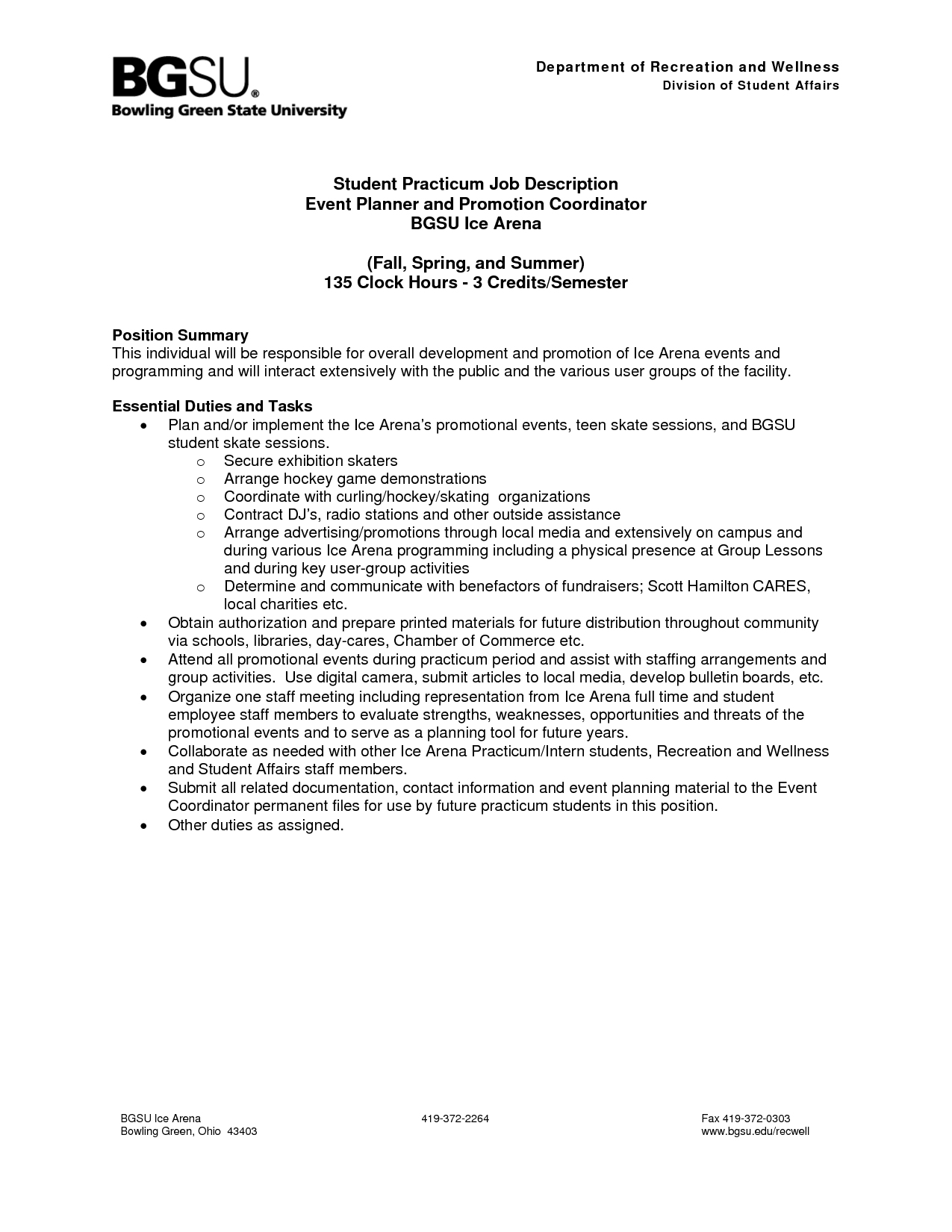 Event Planner Job Description Sample Master Of Template Document