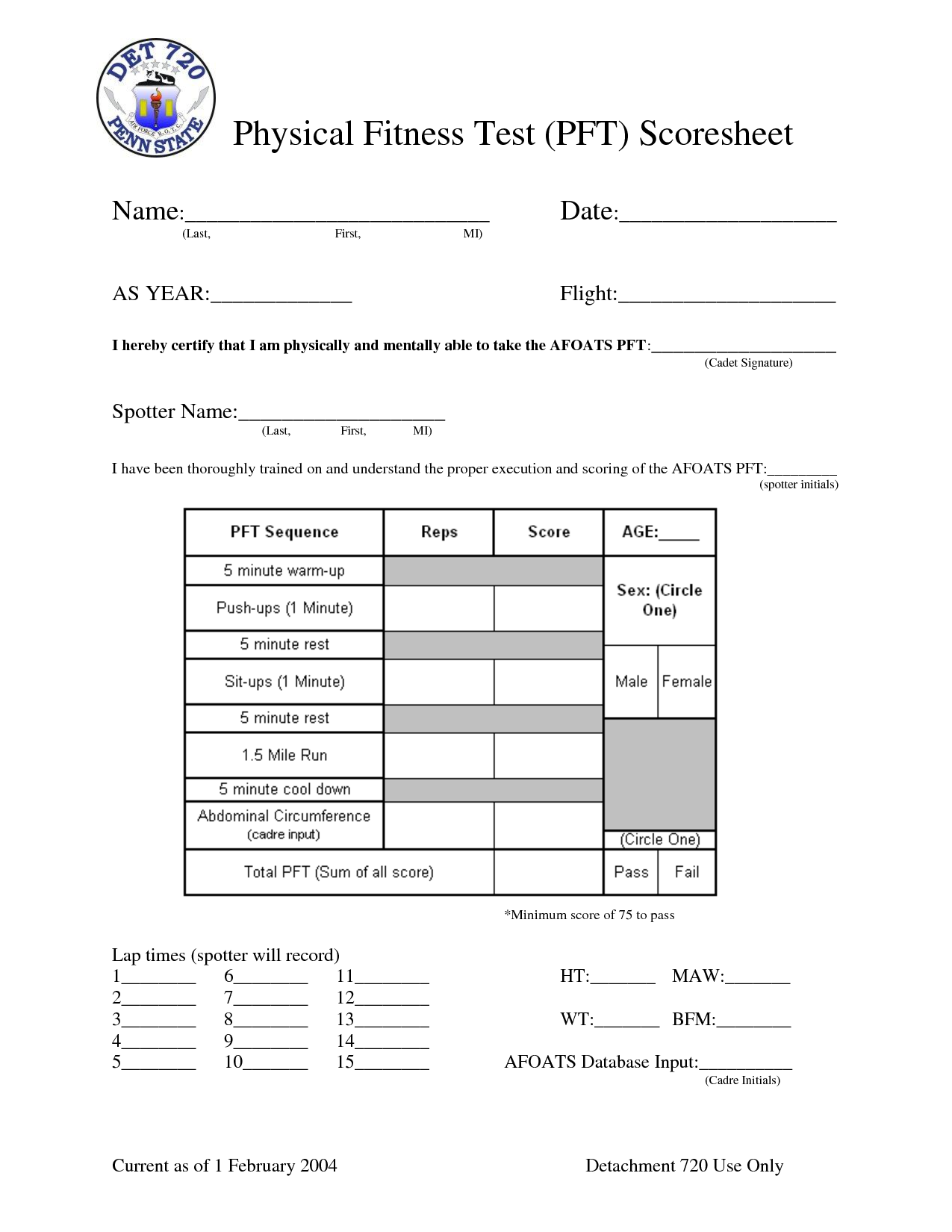 Air Force Pt Score Sheet 2024 Seka Winona