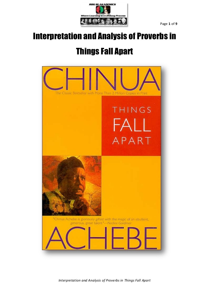 proverbs in things fall apart by chinua achebe