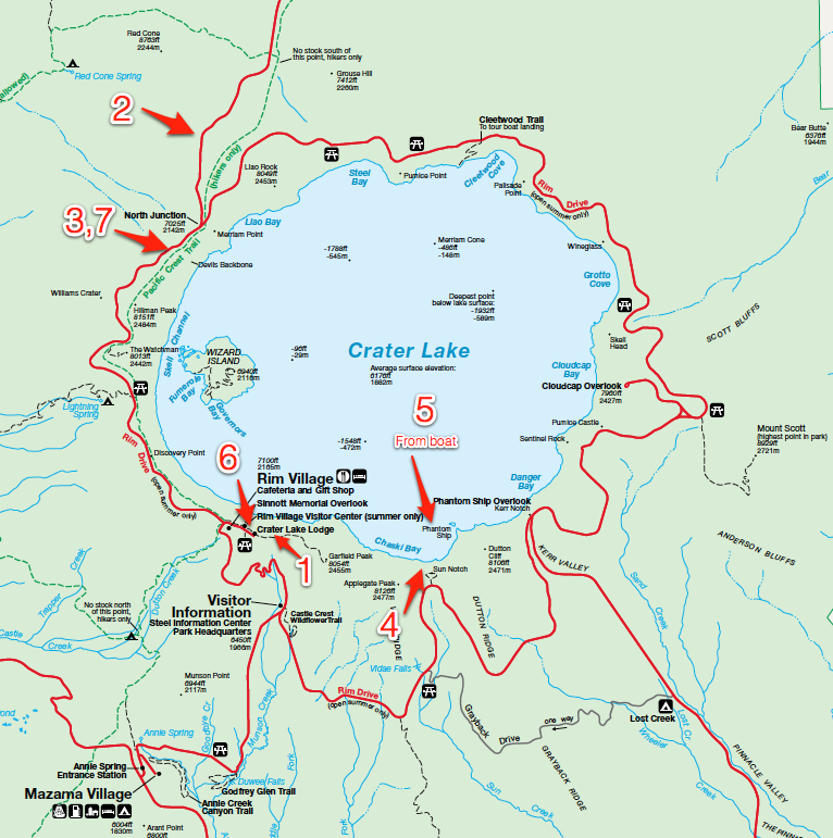 crater lake hiking map Crater Quotes Quotesgram crater lake hiking map