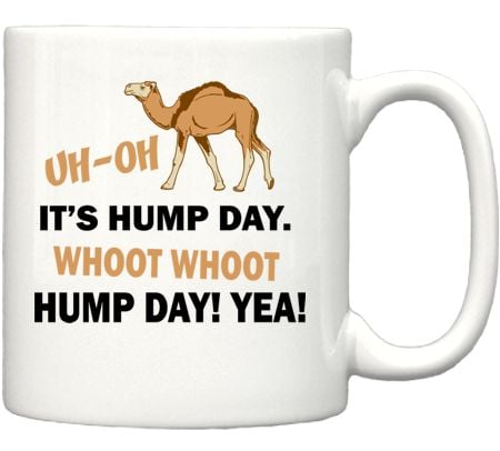 Coffee or tea mug asking 'guess what day it is