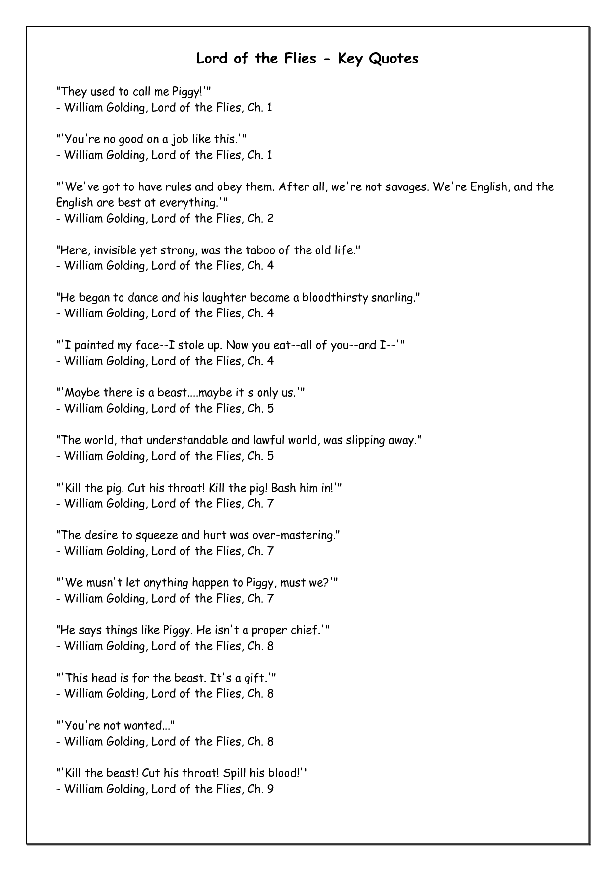 Lord Of The Flies Jack Quotes QuotesGram