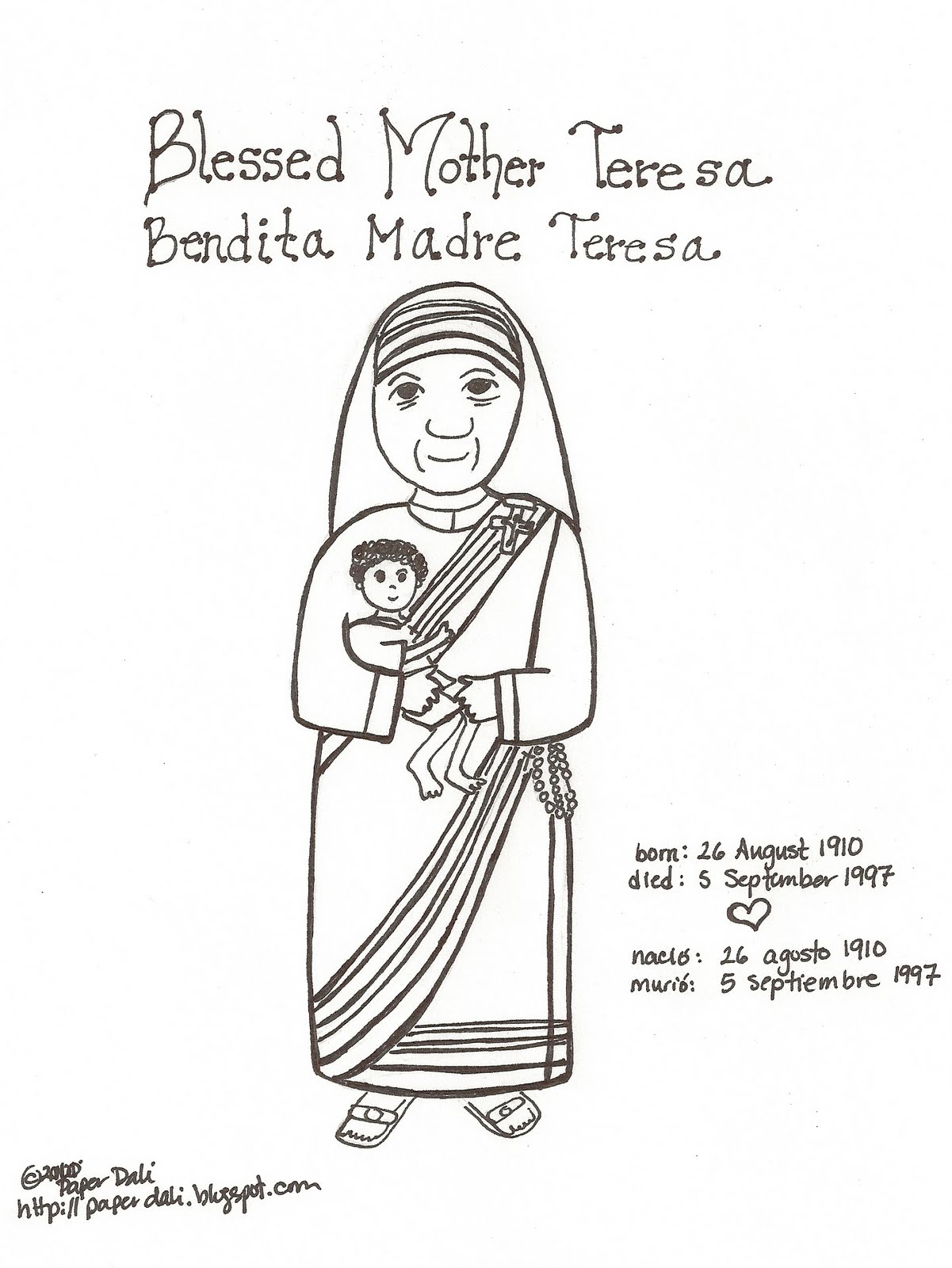 Featured image of post Coloring Mother Teresa Drawing Easy Mother teresa simple drawing motherteresa drawing