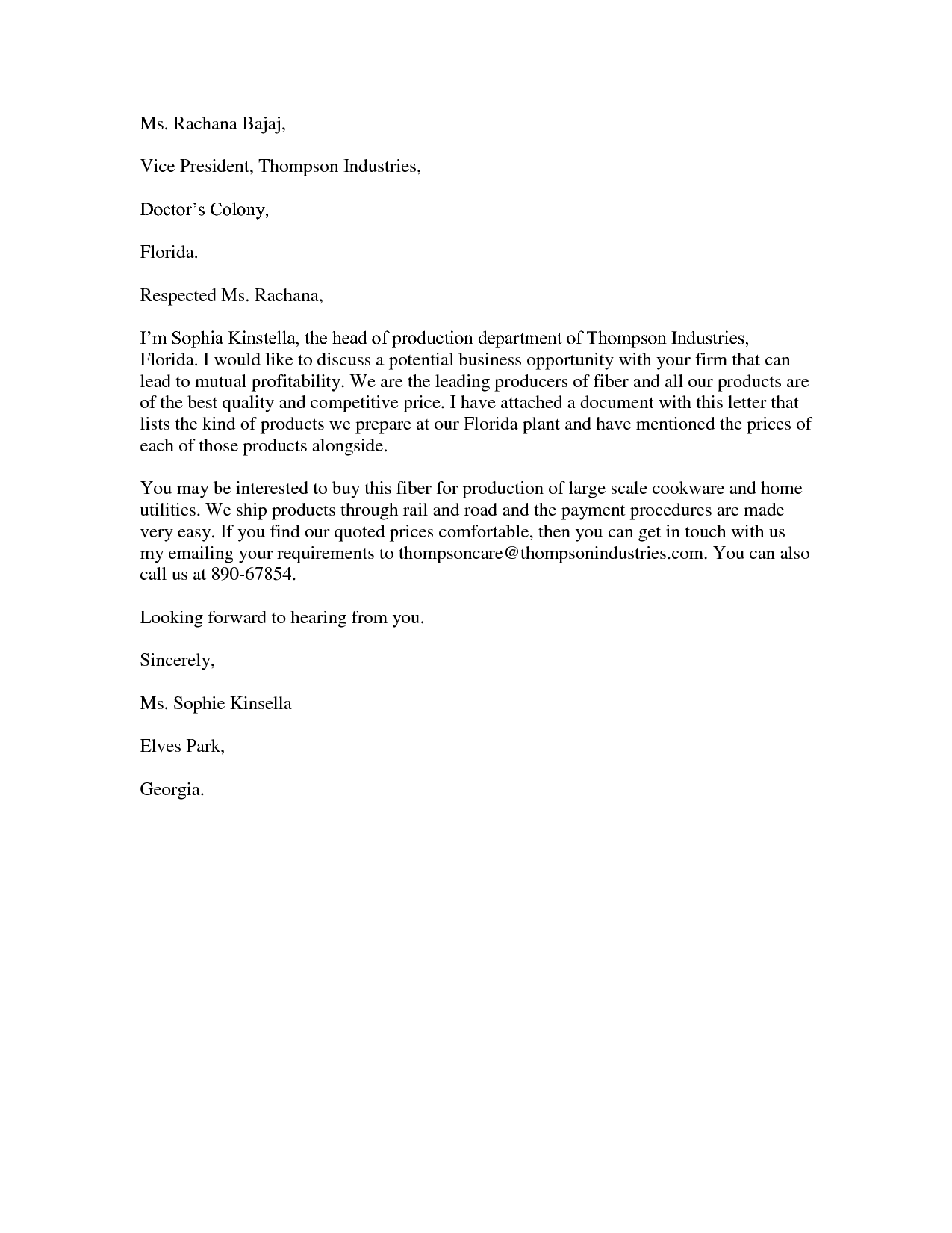 sample cover letter for quotation submission