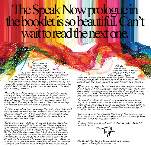 Taylor Swift Speak Now Album Booklet In Quotes Quotesgram