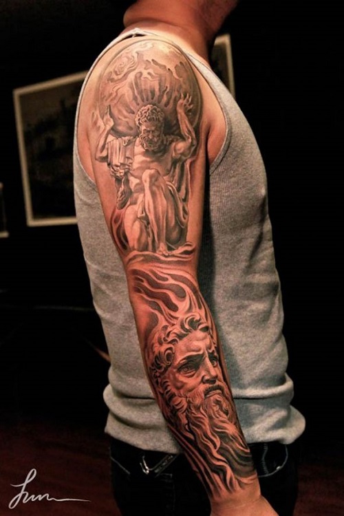 Large Arm Sleeve Tattoo Zeus Gods Lightning Hell Waterproof Temporary Tatto  Sticker Poseidon Bear Body Art Full Fake Tatoo Men  Temporary Tattoos   AliExpress