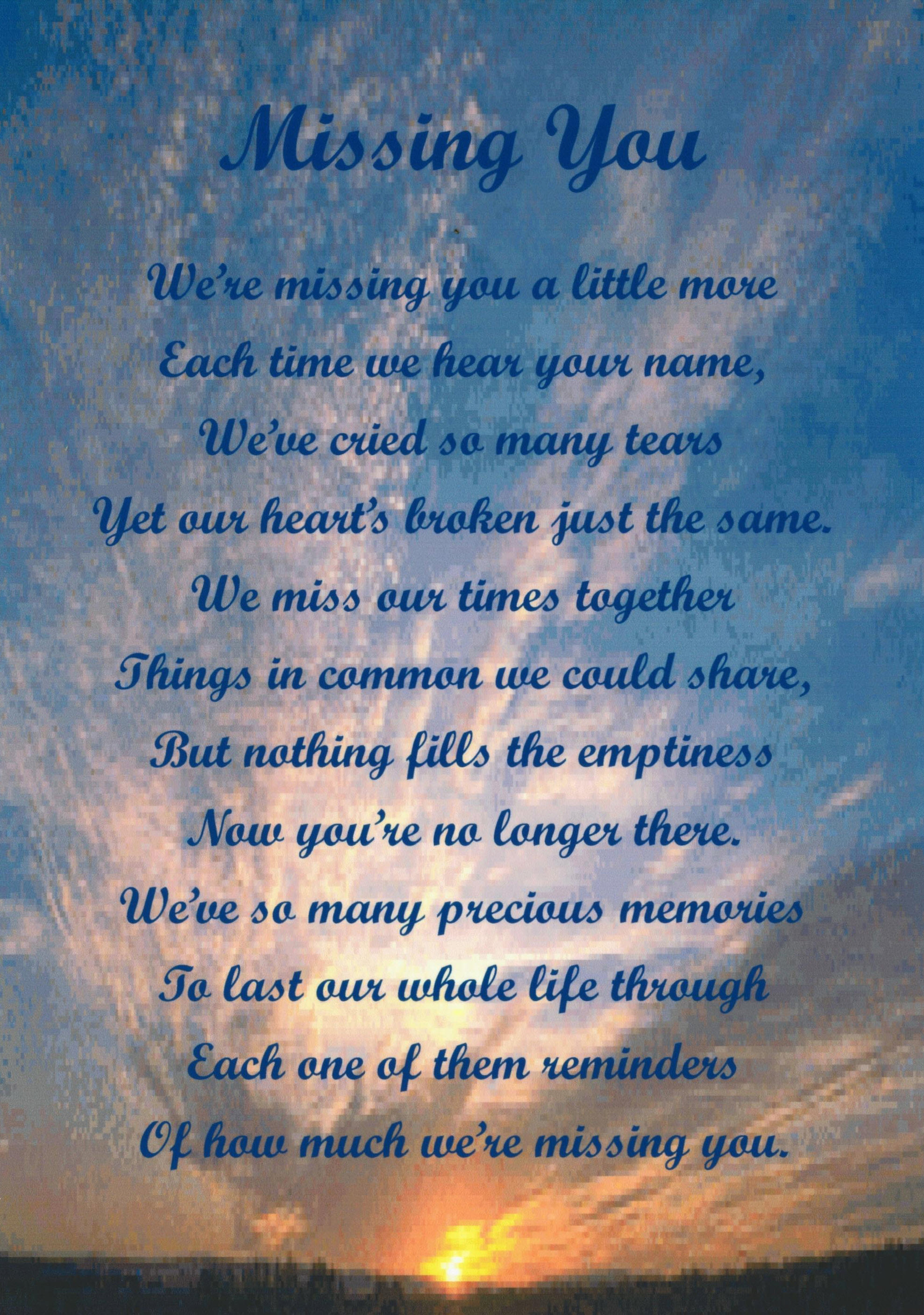 missing someone who died poems